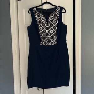 AGB Navy Dress with White Accents